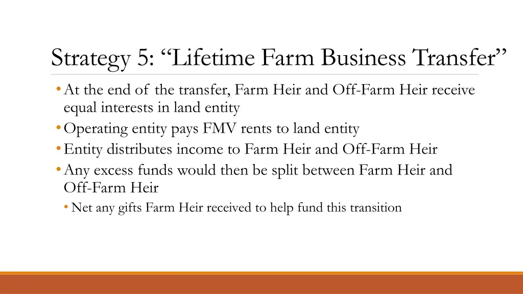 strategy 5 lifetime farm business transfer