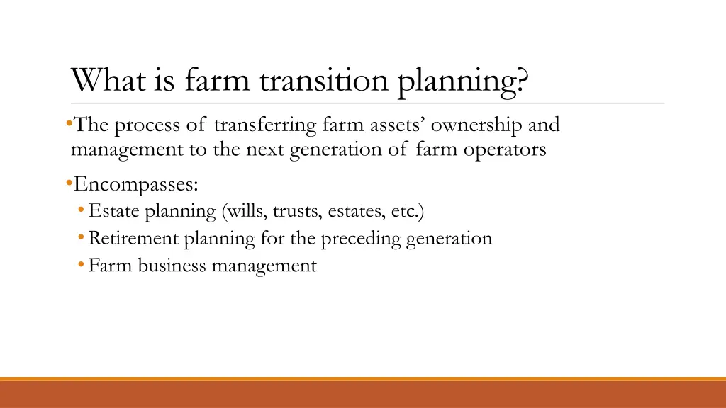 what is farm transition planning the process