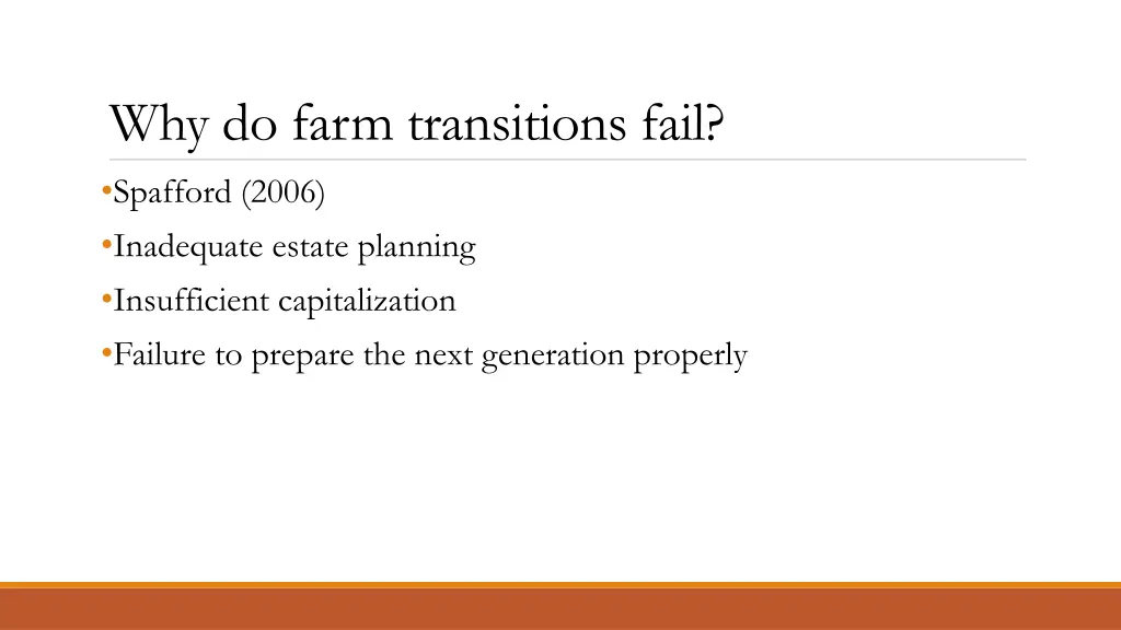 why do farm transitions fail spafford 2006