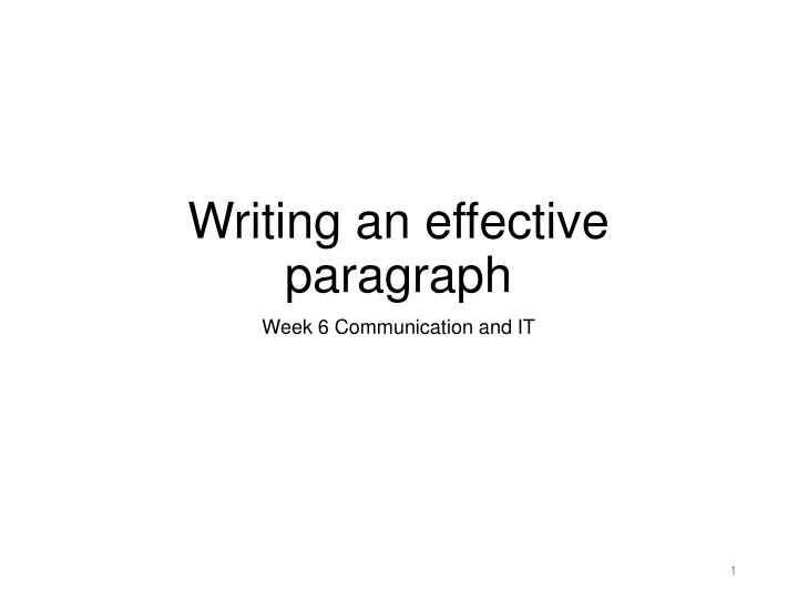 writing an effective paragraph