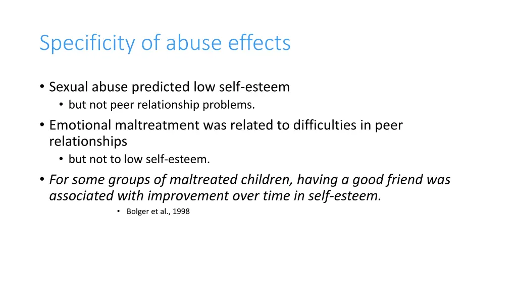 specificity of abuse effects