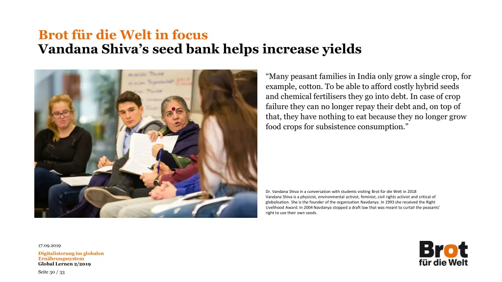 brot f r die welt in focus vandana shiva s seed