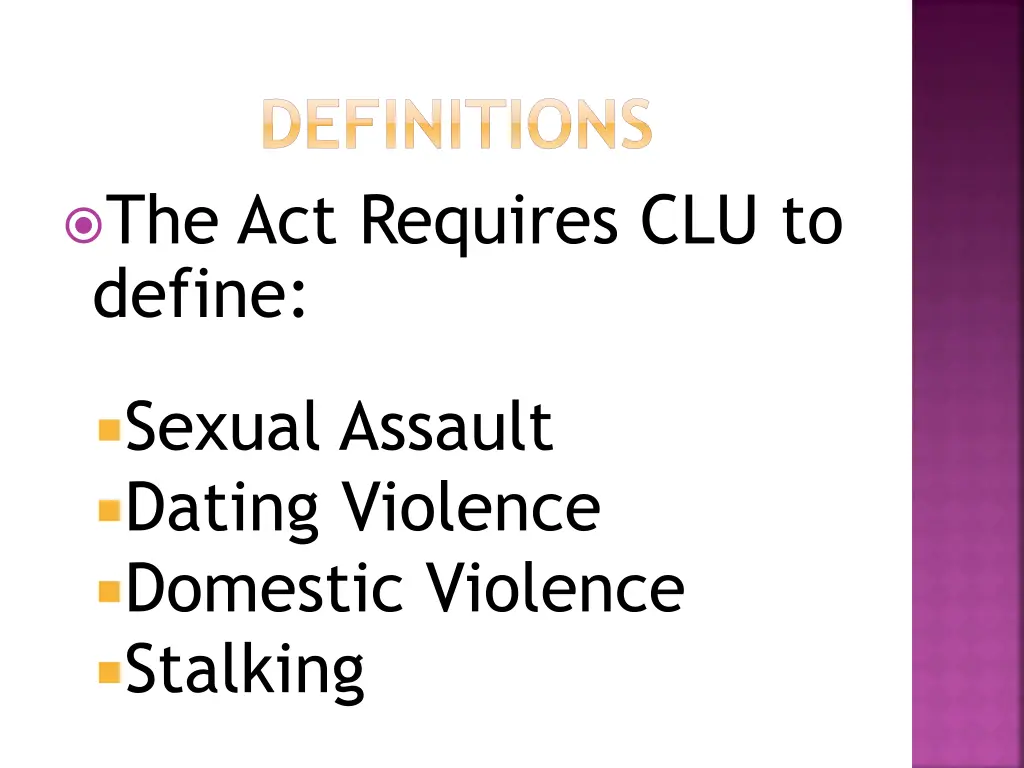 definitions the act requires clu to define