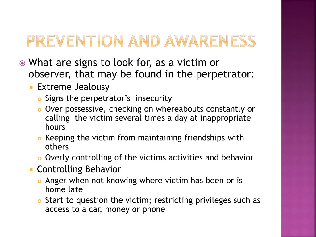 prevention and awareness