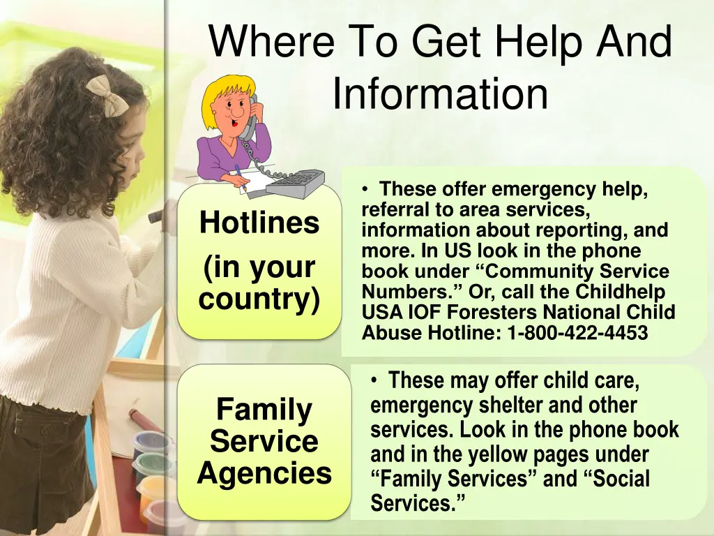 where to get help and information