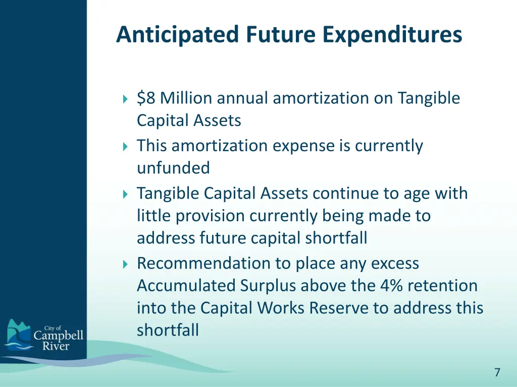 anticipated future expenditures