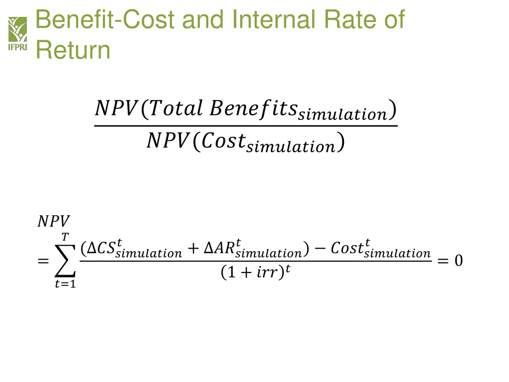 benefit cost and internal rate of return