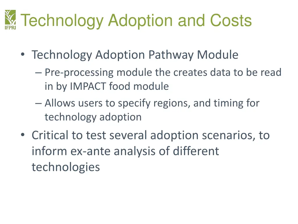 technology adoption and costs