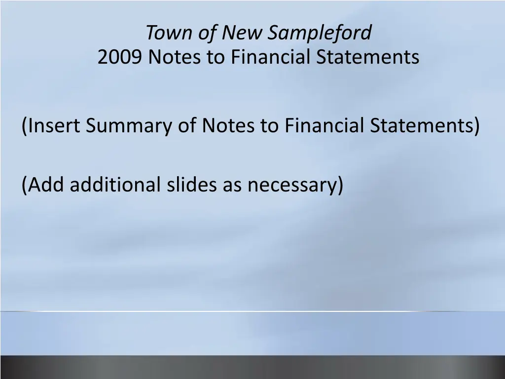 town of new sampleford 2009 notes to financial