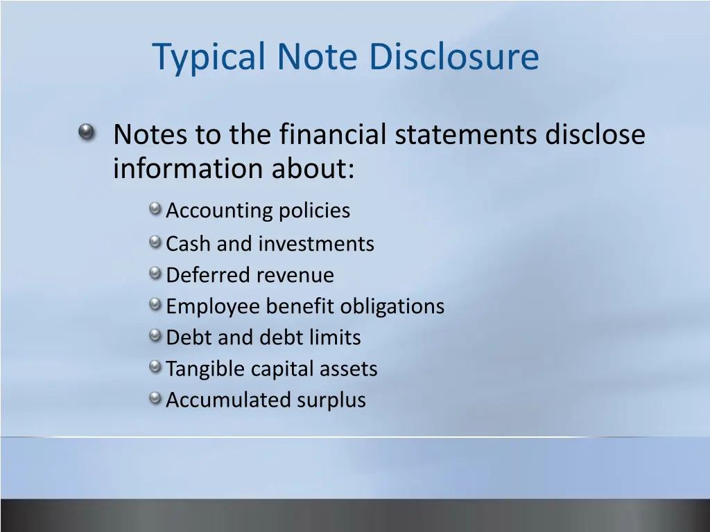 typical note disclosure