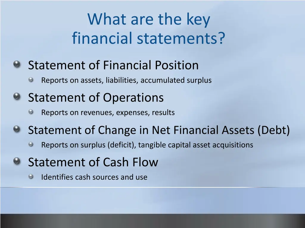 what are the key financial statements