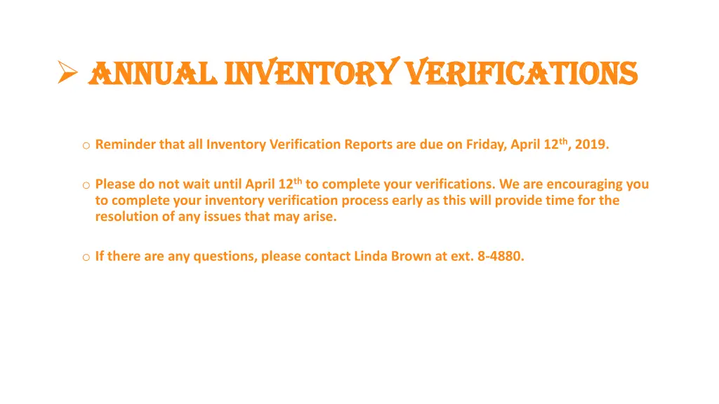 annual inventory verifications annual inventory