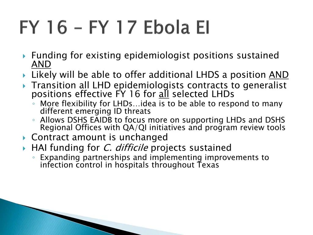 funding for existing epidemiologist positions