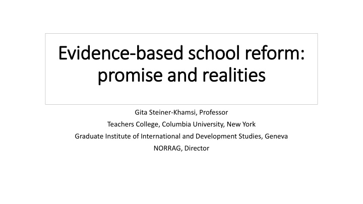 evidence evidence based school reform based