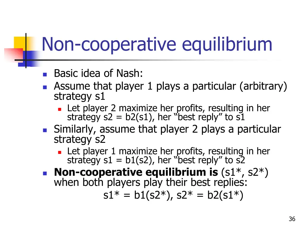 non cooperative equilibrium