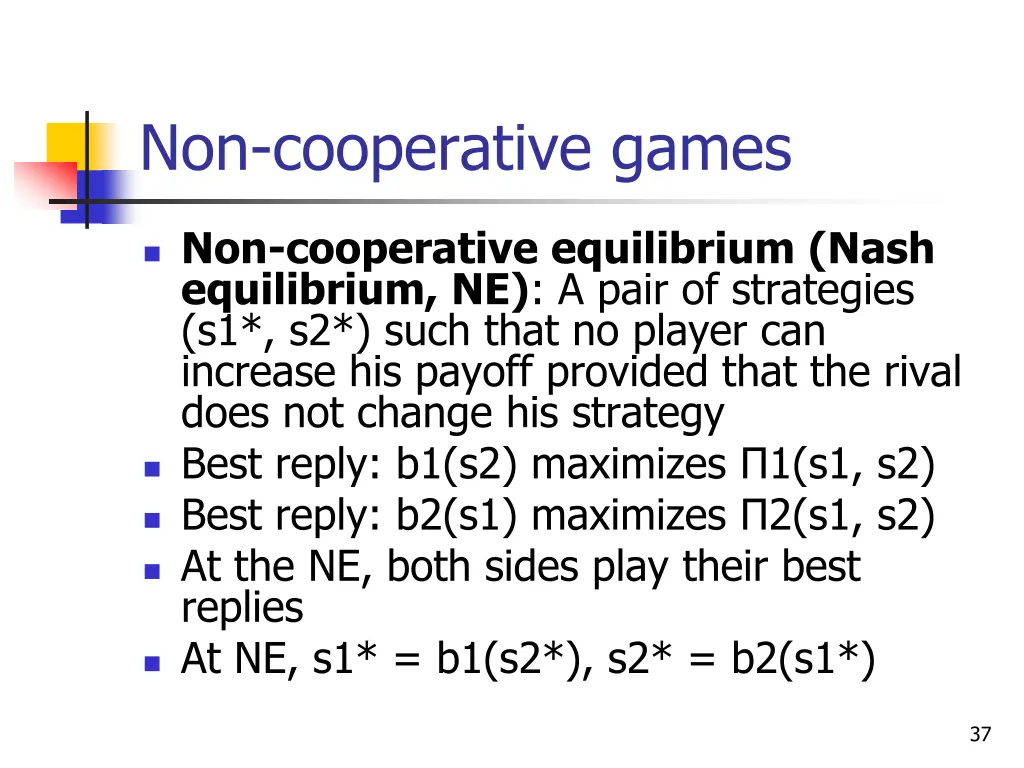 non cooperative games