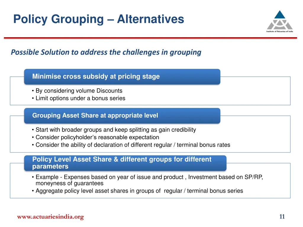 policy grouping alternatives