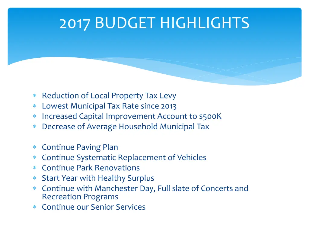 2017 budget highlights