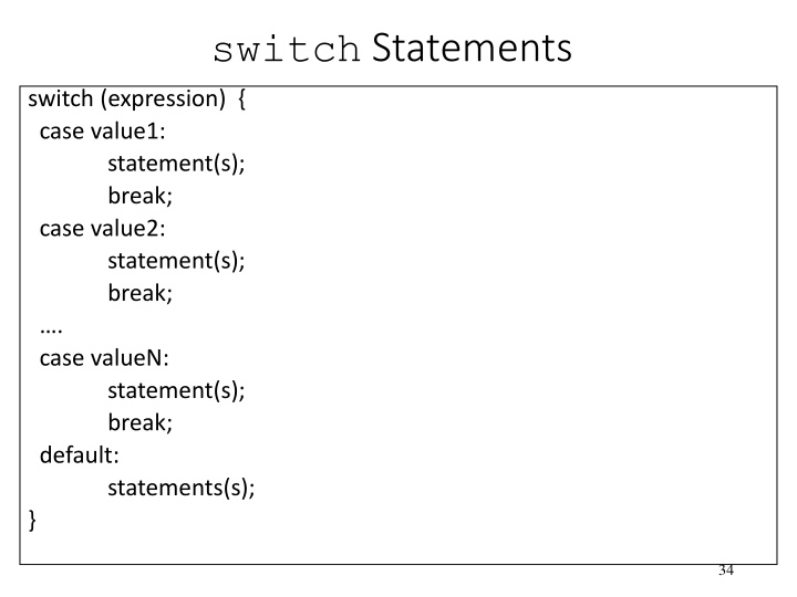 switch statements