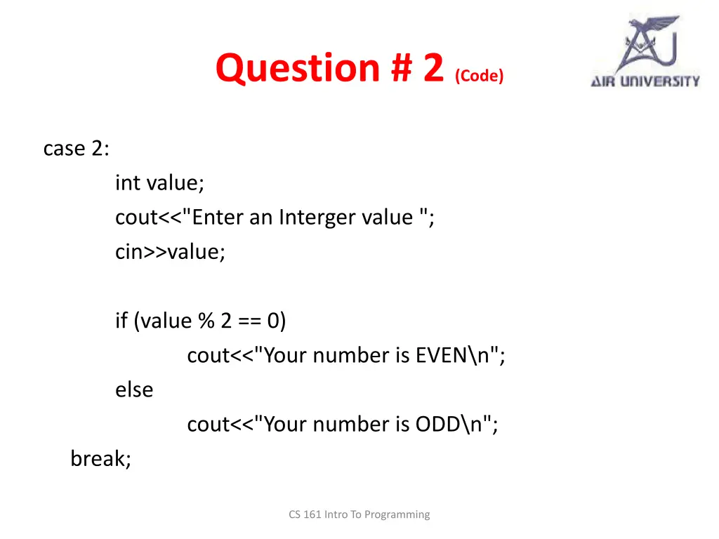 question 2 code 3