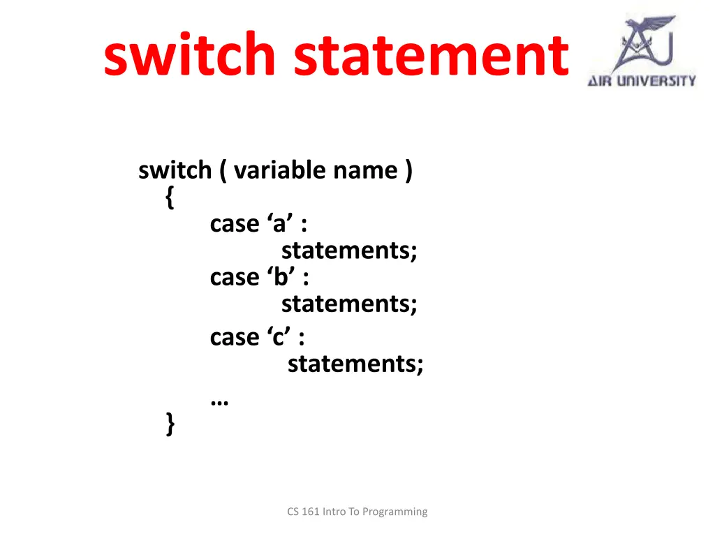 switch statement 1