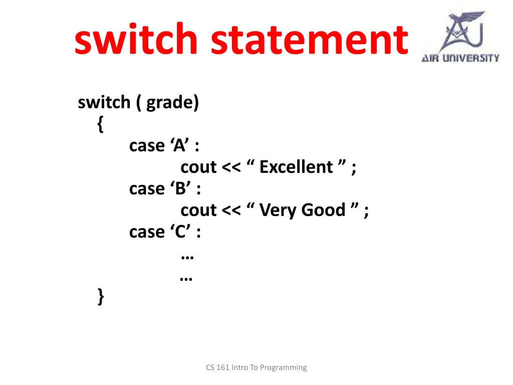 switch statement 2