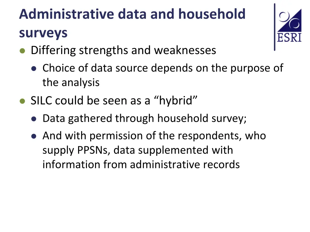 administrative data and household surveys