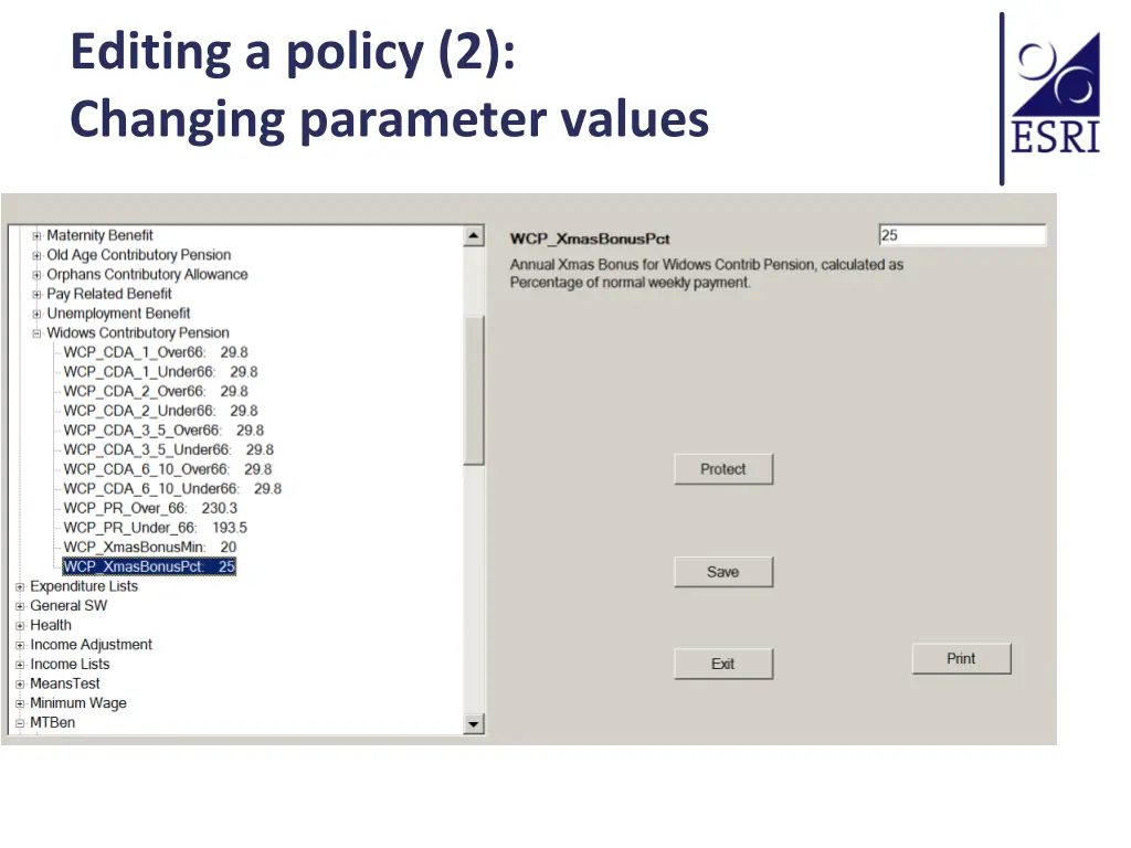 editing a policy 2 changing parameter values