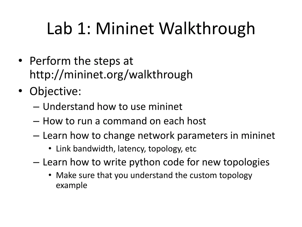 lab 1 mininet walkthrough