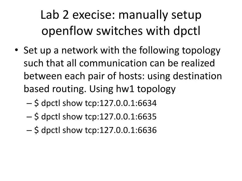 lab 2 execise manually setup openflow switches