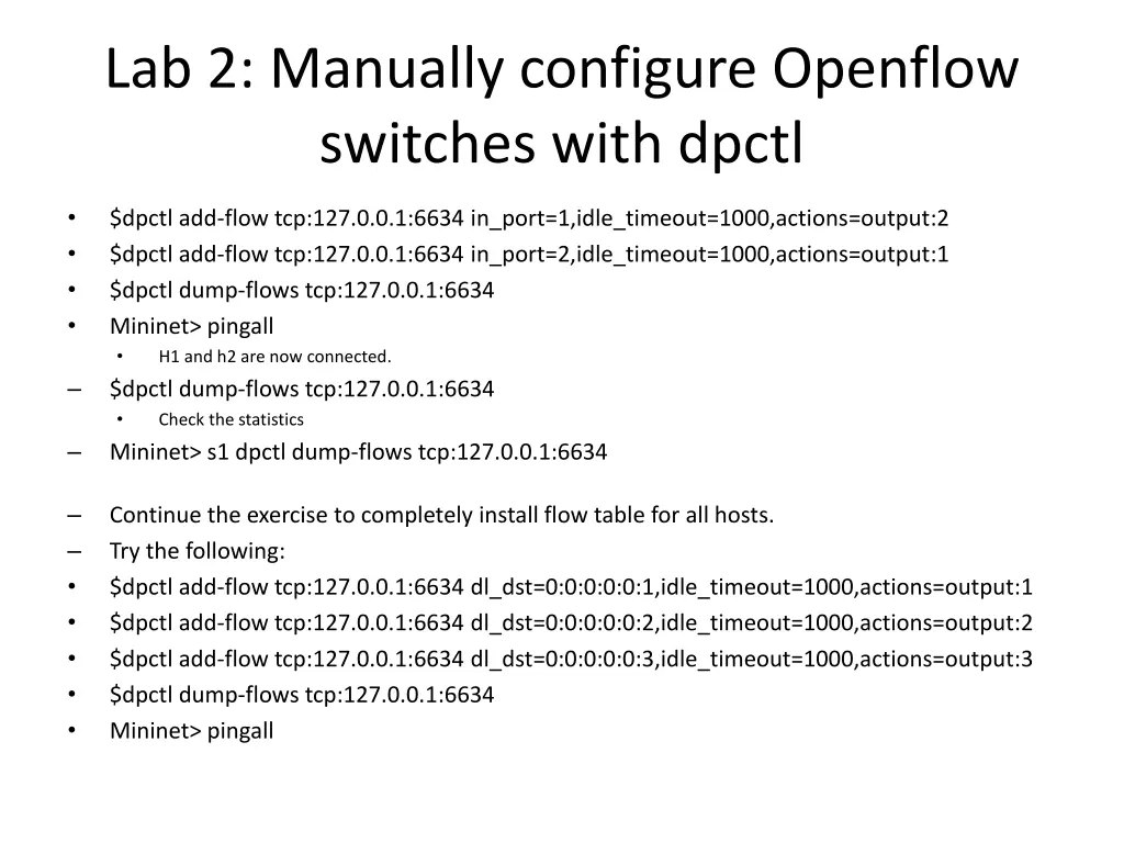 lab 2 manually configure openflow switches with 2