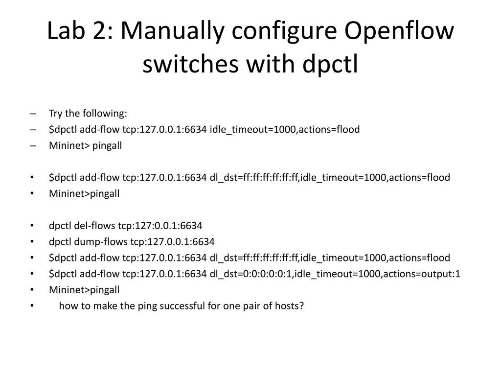 lab 2 manually configure openflow switches with 3