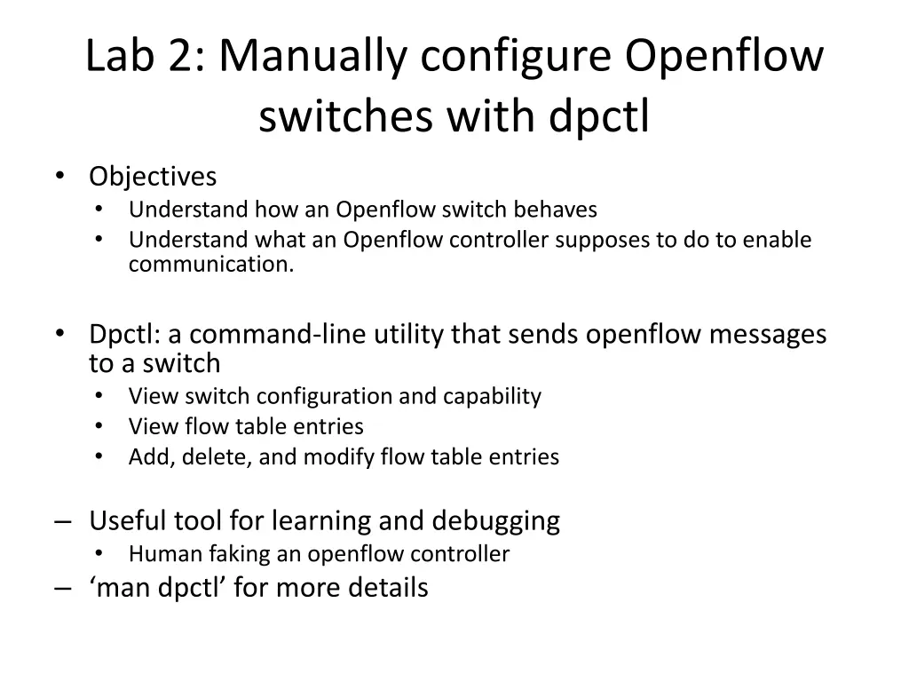 lab 2 manually configure openflow switches with