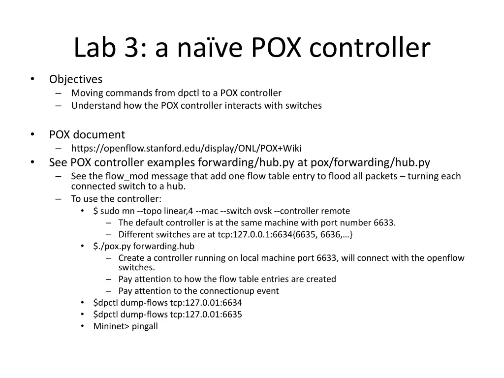 lab 3 a na ve pox controller