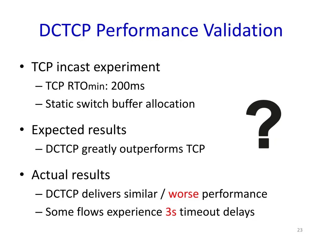 dctcp performance validation