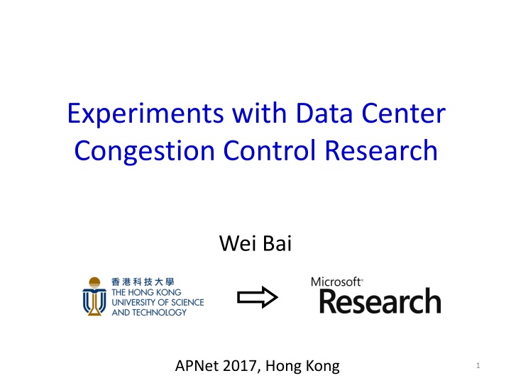 experiments with data center congestion control