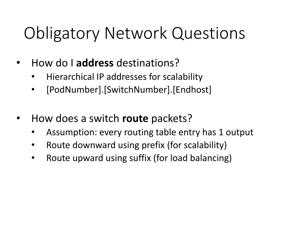 obligatory network questions