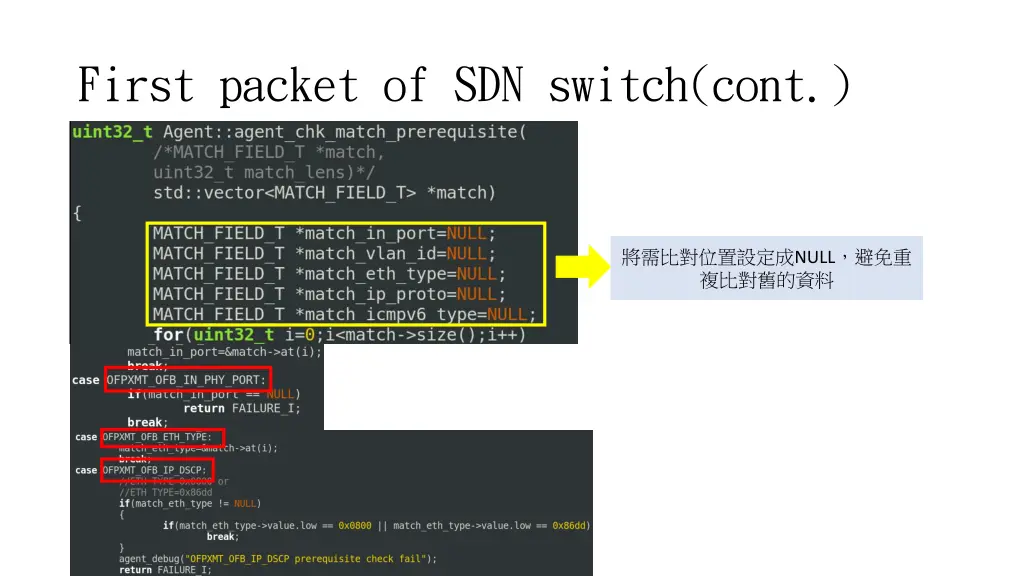 first packet of sdn switch cont