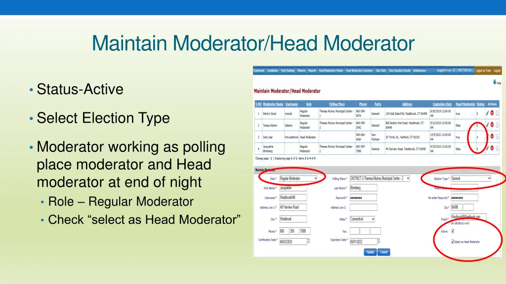 maintain moderator head moderator