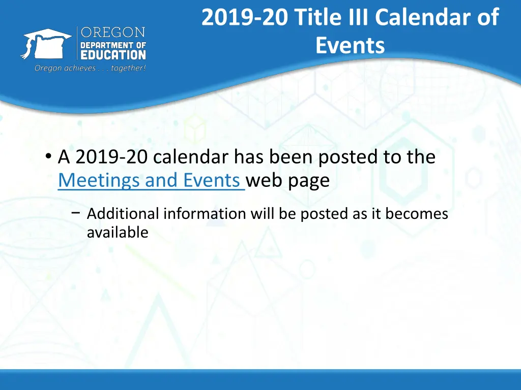 2019 20 title iii calendar of events