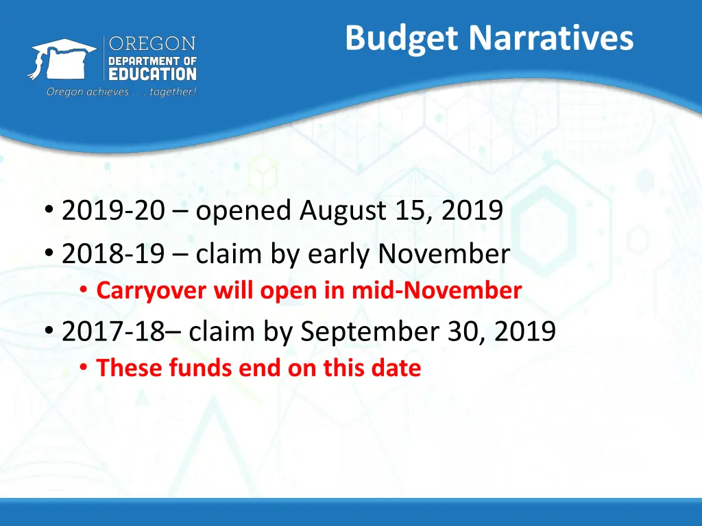 budget narratives