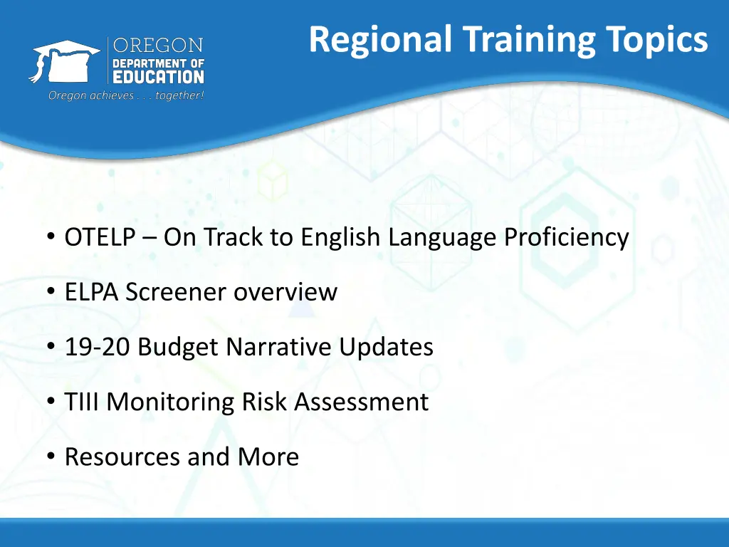 regional training topics