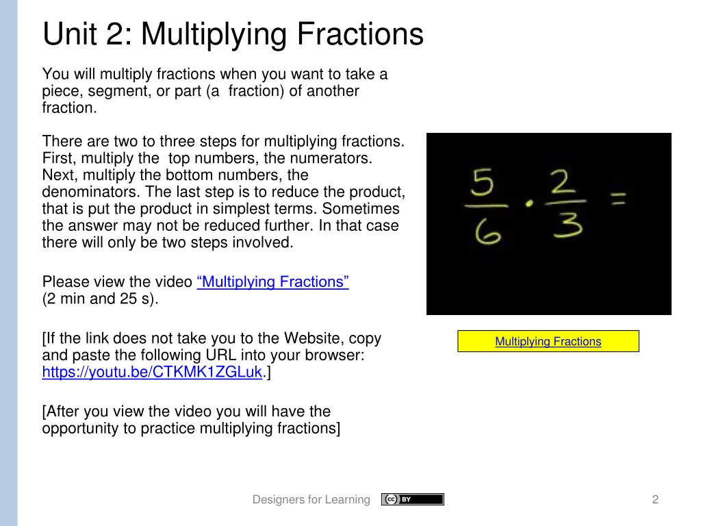 unit 2 multiplying fractions 1