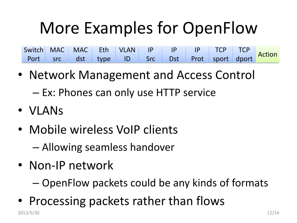 more examples for openflow