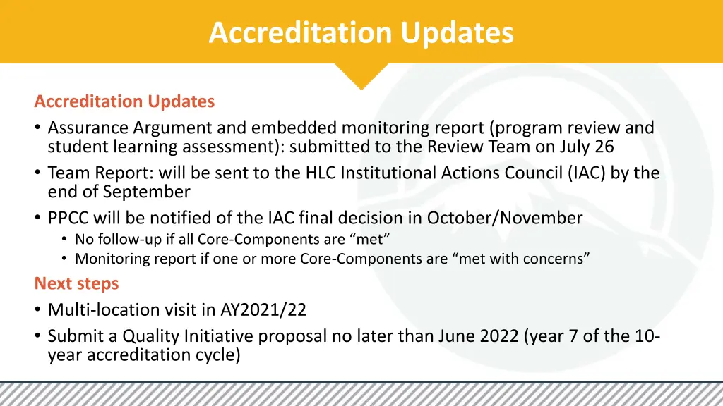 accreditation updates