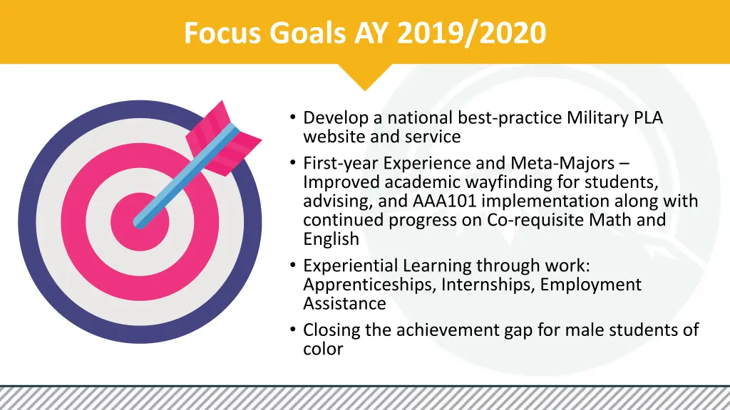 focus goals ay 2019 2020