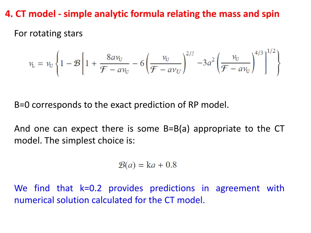 4 ct model simple analytic formula relating 1