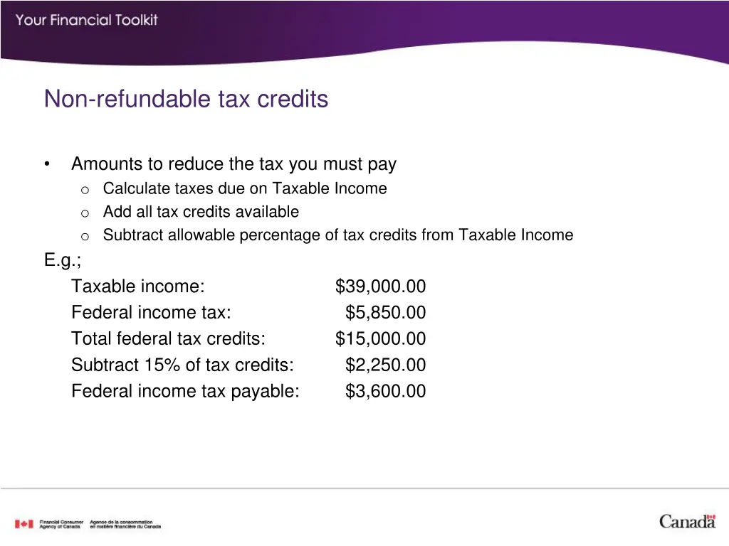 non refundable tax credits