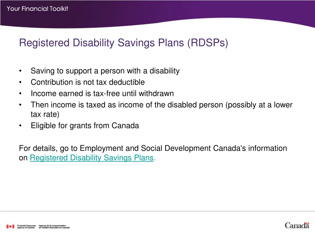 registered disability savings plans rdsps