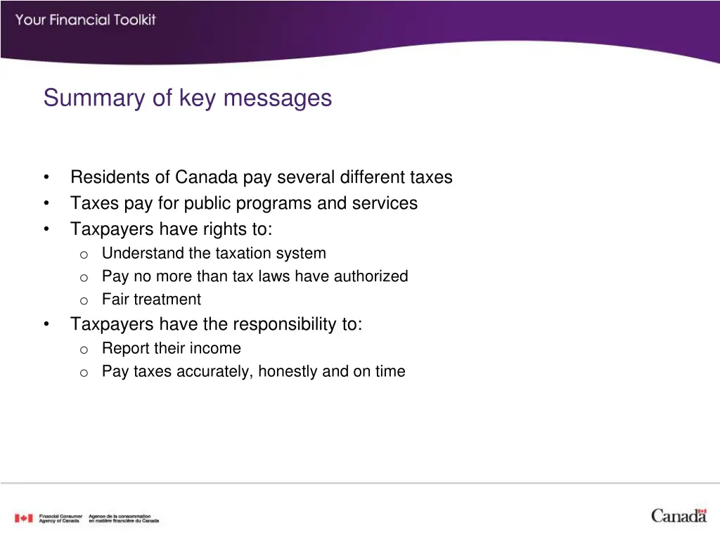 summary of key messages